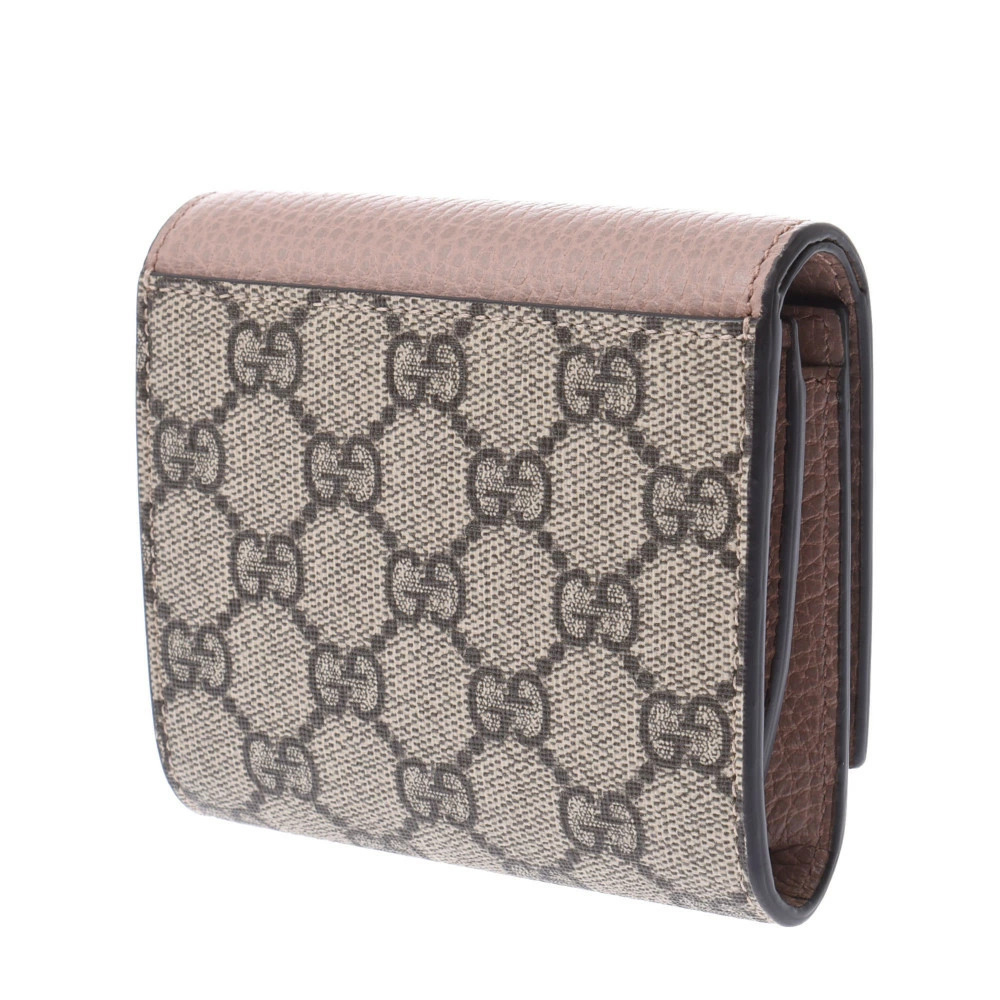 GUCCI GG Marmont Wallet Beige Pink Supreme Canvas Leather Bi fold - Picture 2 of 8